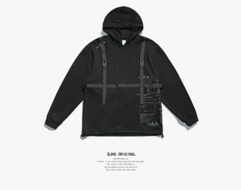 BJHG 秋机能连帽卫衣男国潮欧美高街运动...