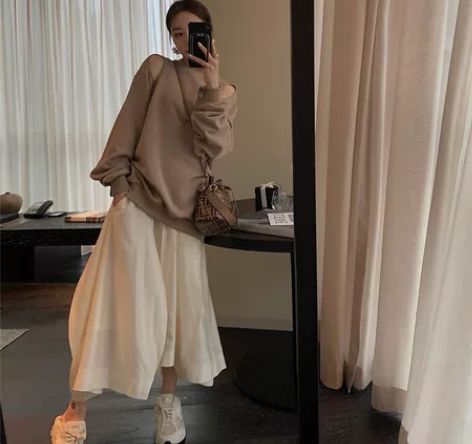 莫琳molin 天丝花瓣仙女半身裙白色气质...