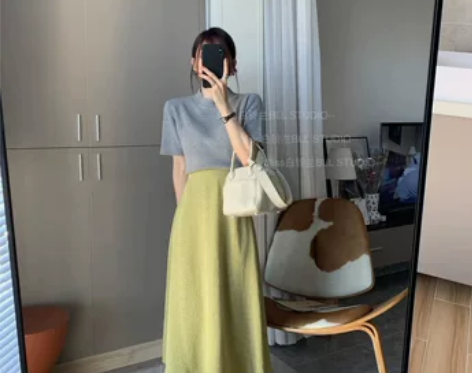 Miss白铃兰 复古气质半身裙春季韩版高腰...