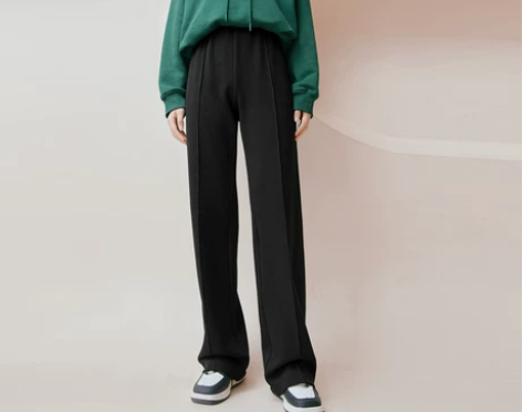 【狂欢价】伊芙丽黑色针织休闲裤女2022年...