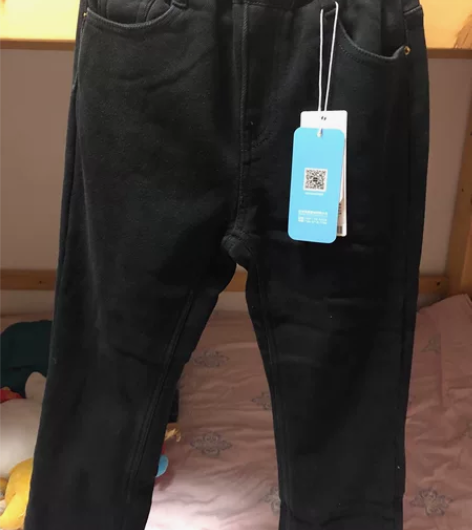 全新加绒黑色喇叭牛仔裤弹力裤140码 很软...