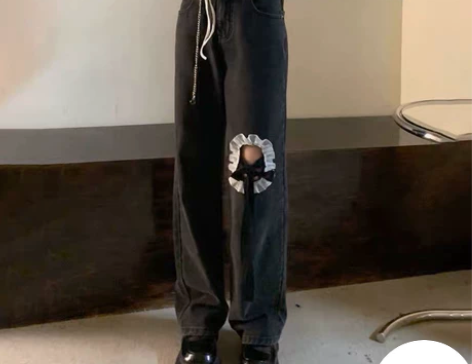 破洞牛仔裤女高腰 2022夏季新款小众设计...