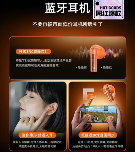 REMAX 爆款蓝牙耳机透明机仓无线双耳T...