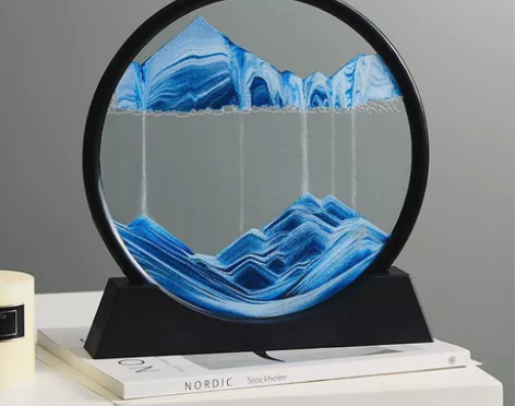 轻奢3D流沙画摆件解压沙漏桌面装饰品摆件男...