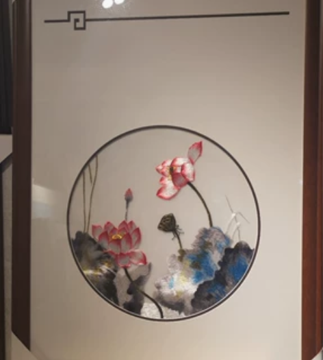 新中式，刺绣装饰画。苏绣，茶室挂画。玄关客...