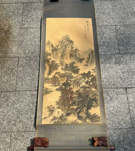 工艺画 山水 画心长94，5cm，宽43c...