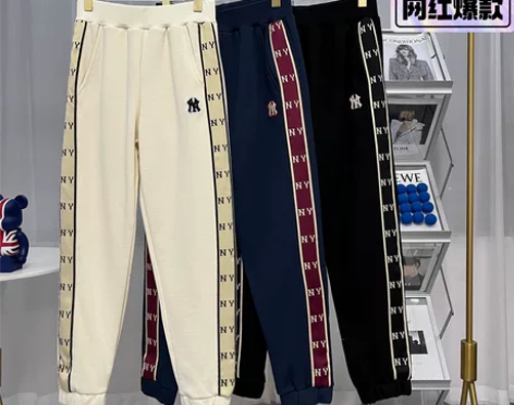 MLB卫裤男女同款刺绣加绒加厚裤子#换季穿...