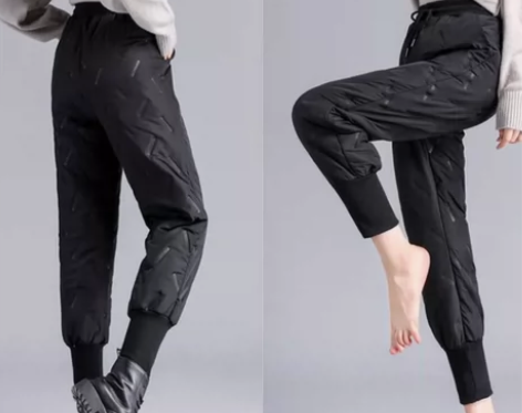 棉裤女冬季加绒裤子外穿新款高腰加厚羽绒裤冬...