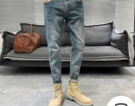 秋冬款男士加绒牛仔裤男2021年新款潮牌修...