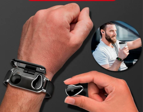 智能手环蓝牙耳机二合一手表闹钟震动提醒华为...