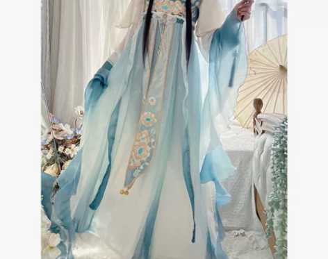 玉术原创汉服女汉元素【几妆蓝】刺绣齐胸襦裙...