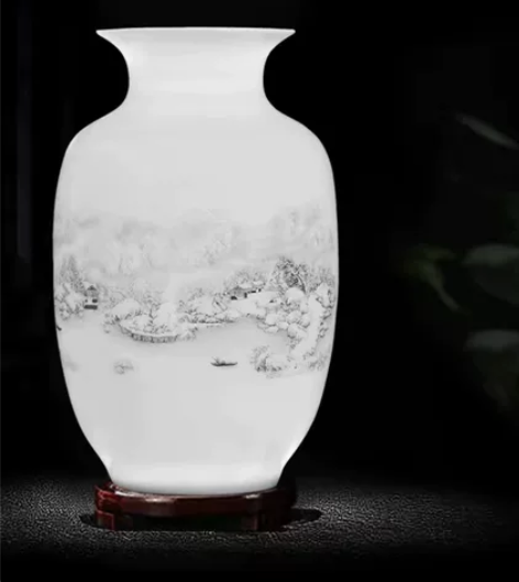 仅售一个！雪景花瓶景德镇陶瓷花瓶 景德镇陶...