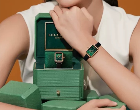 Lola Rose小绿表方形石英手表女 复...