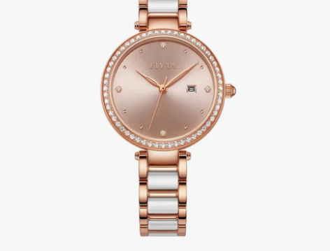 飞亚达FIYTA新品时尚陶瓷钢带日历女表 ...