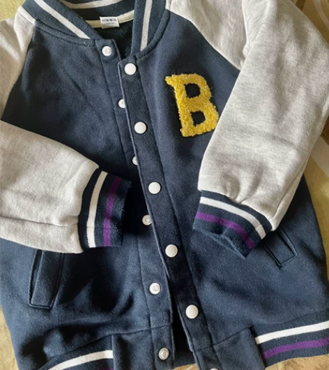 男女童棒球外套棒球服蓝色灰色金色童年秋款 ...