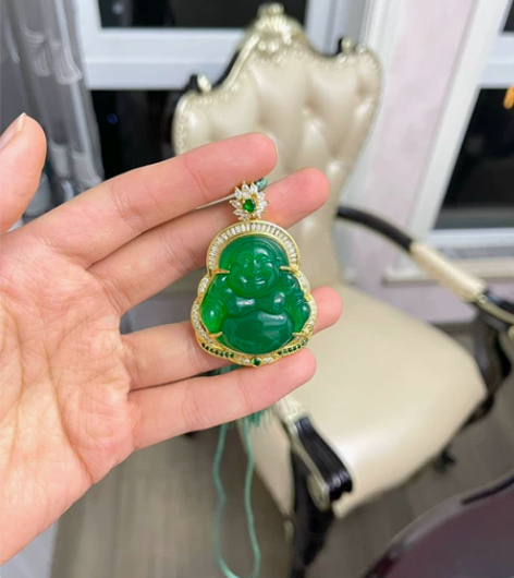 全新玉髓弥勒佛祖吊坠项链挂链保真 原价30...