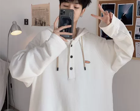 2022春秋卫衣男连帽宽松很仙的上衣男生外...