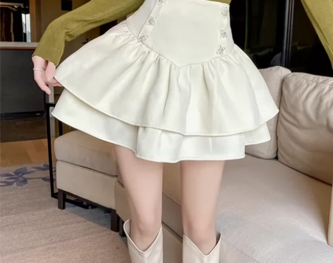 半身裙秋冬女蛋糕裙重工短裙2022新款蓬蓬...