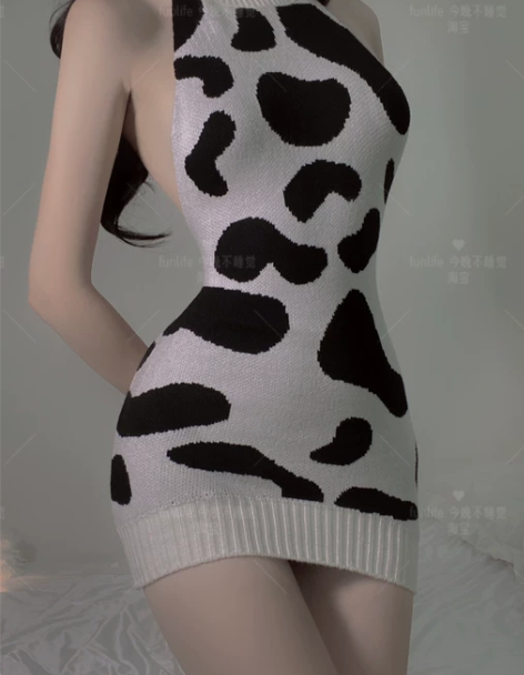 性感包臀露背奶牛吊带高领毛衣针织连衣裙套装...