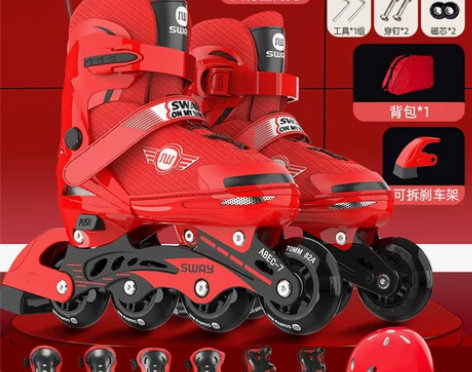 斯威溜冰鞋儿童初学者轮滑鞋男女童夏季专业正...