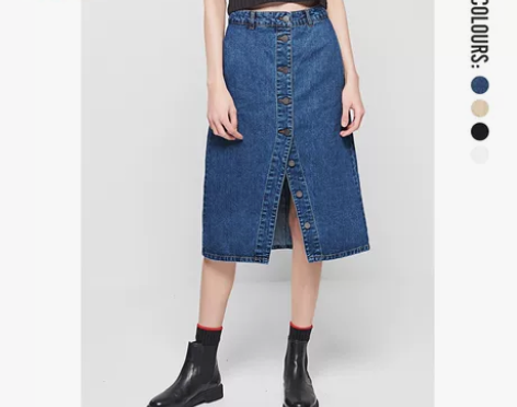 C＆A单排扣开叉高腰包臀牛仔裙女 春夏直筒...