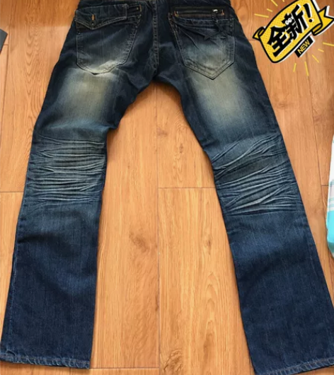 日系朋克复古摇滚猫须牛仔裤重金属元素纯绵羊...