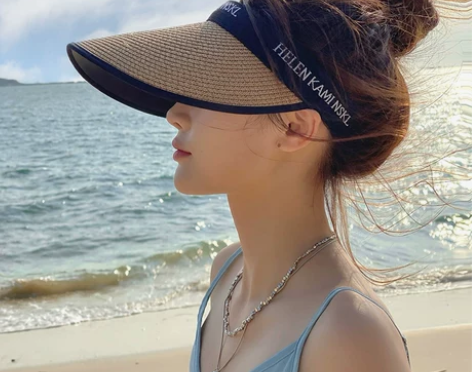 空顶uv防晒帽女夏防紫外线大帽檐沙滩遮阳草...