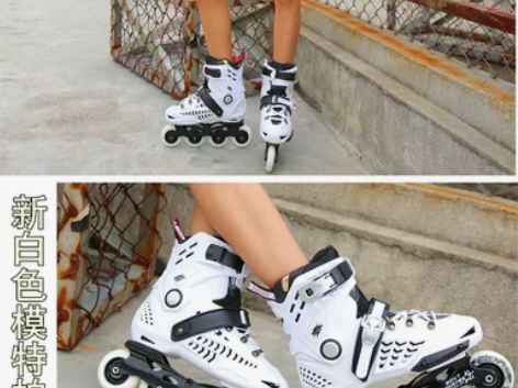 【纬球】成人直排轮滑鞋男女旱冰鞋黑金溜冰鞋...