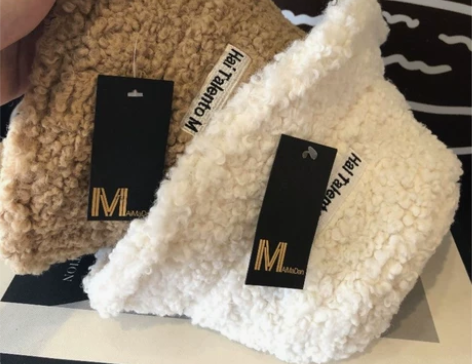 （全新）羊羔毛刺绣字母保暖百搭渔夫帽女秋冬...