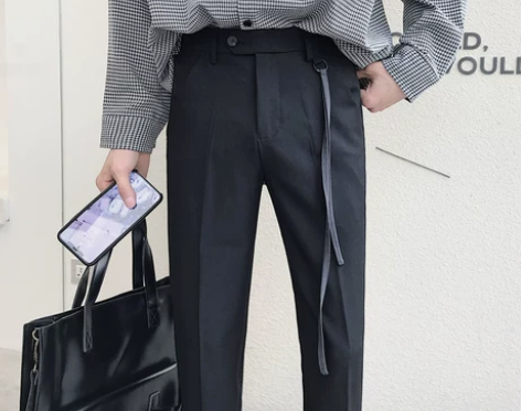 西装裤男黑色休闲裤坠感免烫长裤青年韩版潮流...