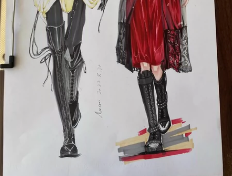 代画服装效果图 款式图 线稿（手绘 手绘 ...