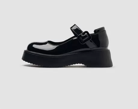 爱棉麻2022新款厚底玛丽珍鞋圆头浅口真皮...