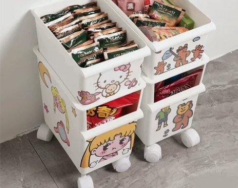 可叠加收纳箱储物猫咪零食桶卡通收纳箱玩具蜡...