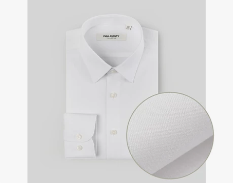 FULL MONTY男士长袖白色衬衫商务正...