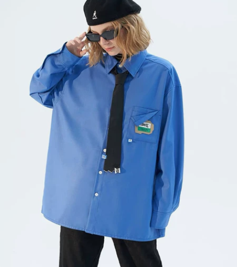 MODITEC大廓形贴标衬衫 不规则口袋糖...