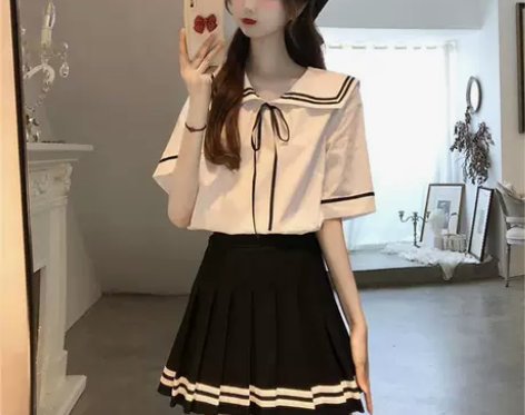 百褶裙子少女夏装2022新款初中学生学院风...