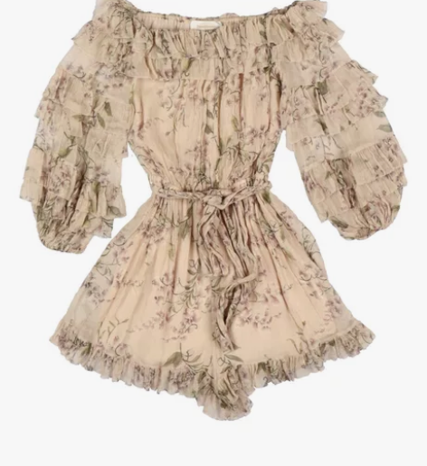 ZIMMERMANN 露肩真丝连体裤 荷叶...