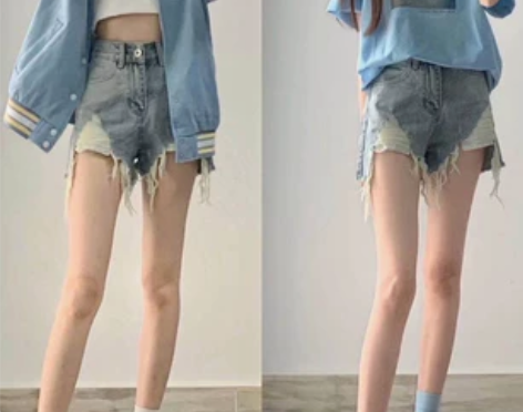 性感破洞牛仔短裤女夏2021新款高腰显瘦百...