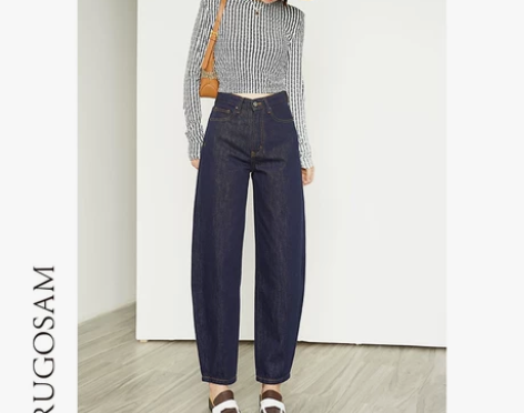 RUGOSAM复古牛仔裤女秋冬高腰宽松显瘦...