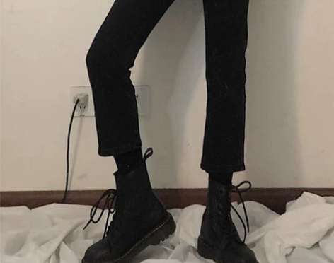 七分黑色牛仔裤女高腰直筒宽松2022年早秋...