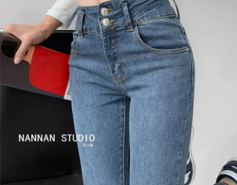 自制超高腰显瘦修身弹力牛仔裤女秋冬紧身百搭...