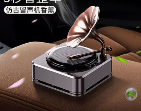 齐选车载创意仿古唱片机太阳能汽车