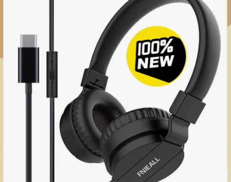 type-c接口头戴式有线扁口适用华为/v...