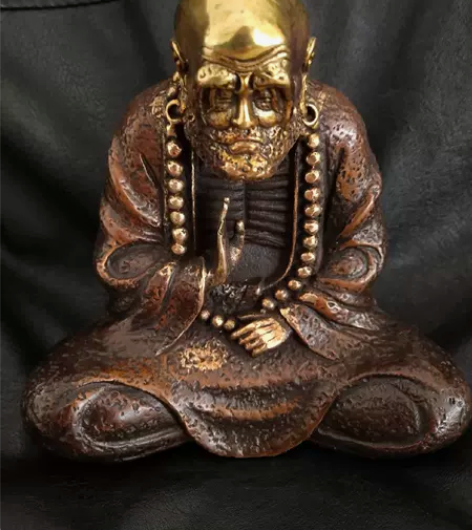 #古风杂项#藏传纯铜老紫铜鎏金达摩祖师佛像...