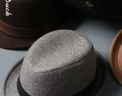 mrduck秋冬季帽子男绅士帽羊毛呢男士帽...