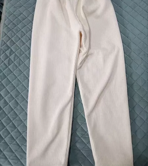 雪尼尔加绒哈伦裤休闲裤白色萝卜裤子，尺码L...
