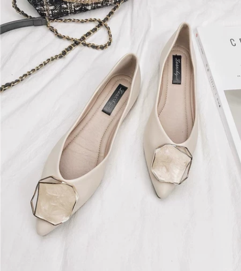 平底单鞋女仙女风晚晚风温柔鞋低跟尖头女奶奶...