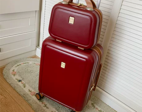 超美复古女神红色行李箱高档结婚陪嫁旅行箱静...