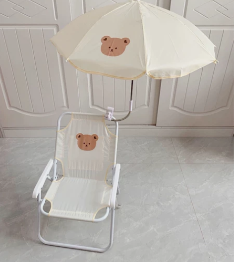 韩国ins儿童沙滩椅子户外便携折叠椅带遮阳...