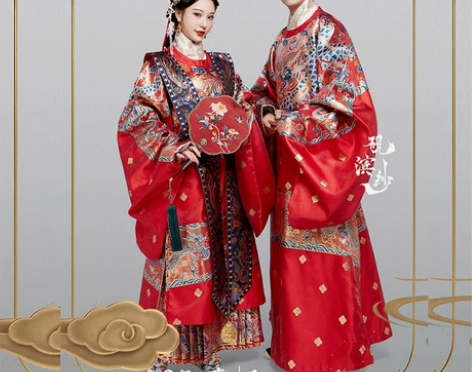 砚滨纱明制汉服仿妆花小金花男女圆领袍国风大...